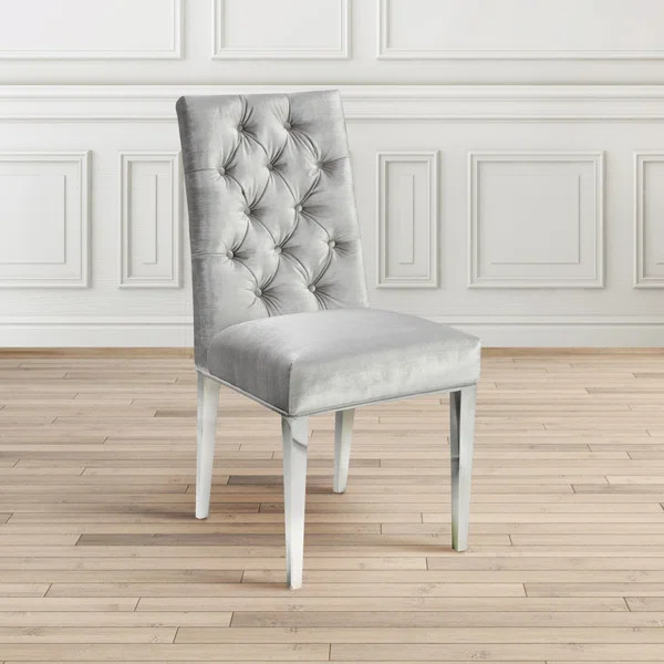 Fleurette Tufted Velvet Side Chair in White (Set of 2) | Wayfair North America