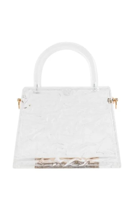 LA PETITE ACRYLIC TOP HANDLE PURSE in clear | AKIRA