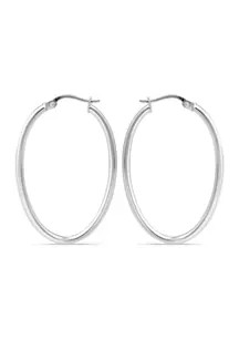 Sterling Silver Polished Oval Hoop Earrings | Belk
