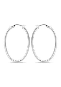 Sterling Silver Polished Oval Hoop Earrings | Belk