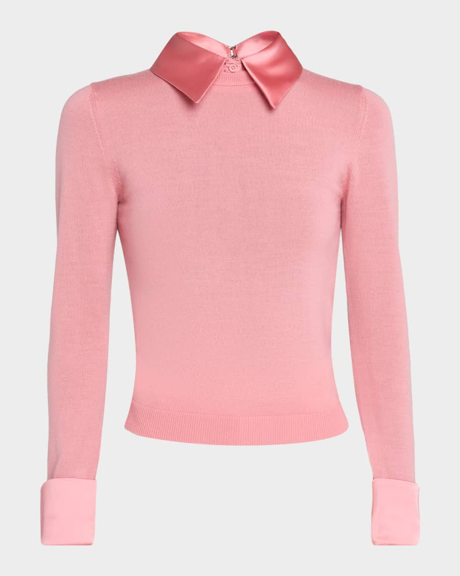 Alice + Olivia Porla Collared Merino Wool Sweater | Neiman Marcus