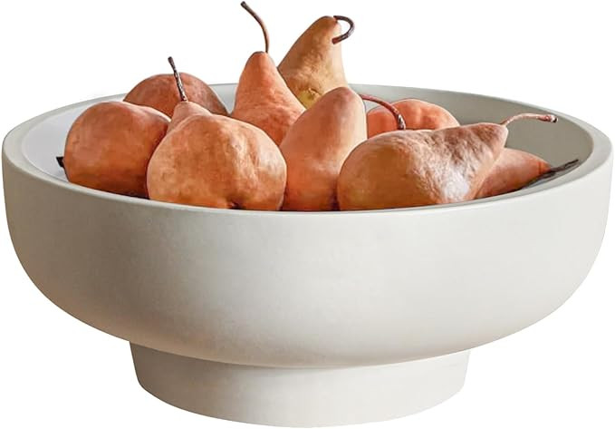 Large Decorative Bowl, Concrete Fruit Bowl for Kitchen Counter, White Decorative Bowls for Home D... | Amazon (US)