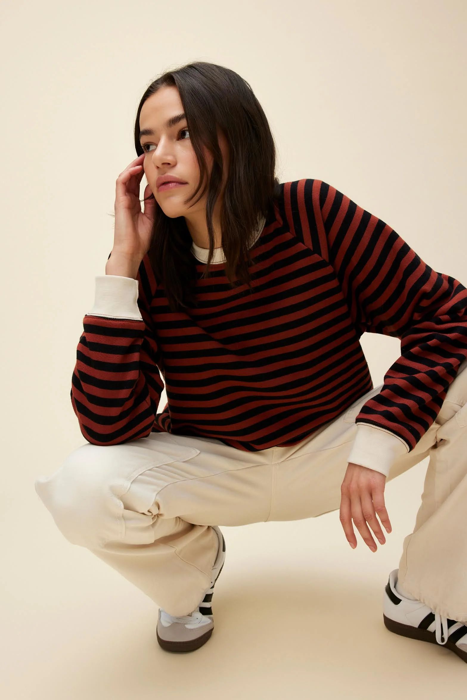 Stripe Vintage Sweatshirt in Mahogany | Daydreamer