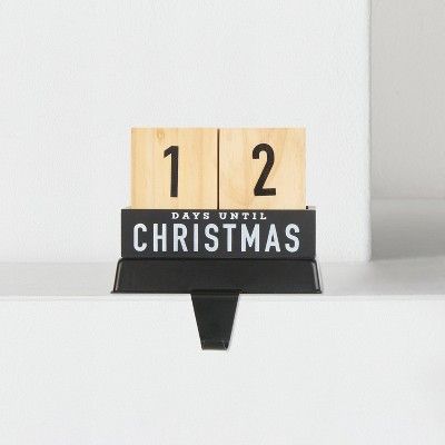 Countdown Christmas Stocking Holder with 3 Wooden Blocks Matte Black - Wondershop&#8482; | Target
