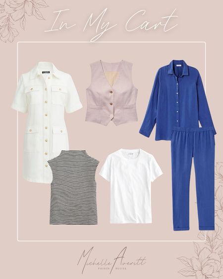 Recent favorites and things I have been eyeing for spring and summer! 

Linen set, white dress, vest? Striped mock neck tank, white tshirt, linen pants, blue matching set 

#LTKstyletip #LTKworkwear #LTKfindsunder50