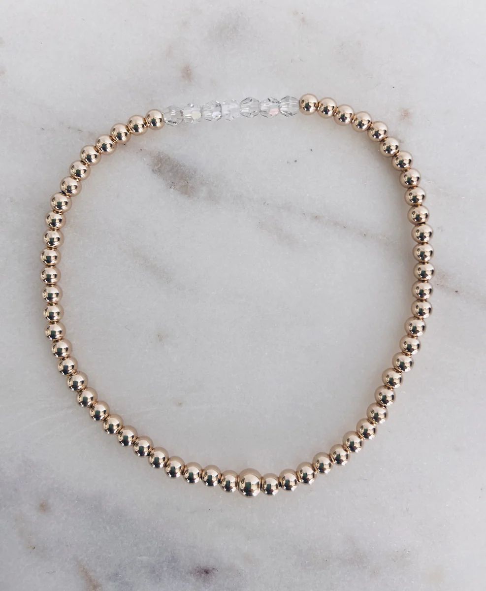 14k Gold Fill Beaded Swarovski Birthstone Crystal Bracelet | Mac and Ry Jewelry