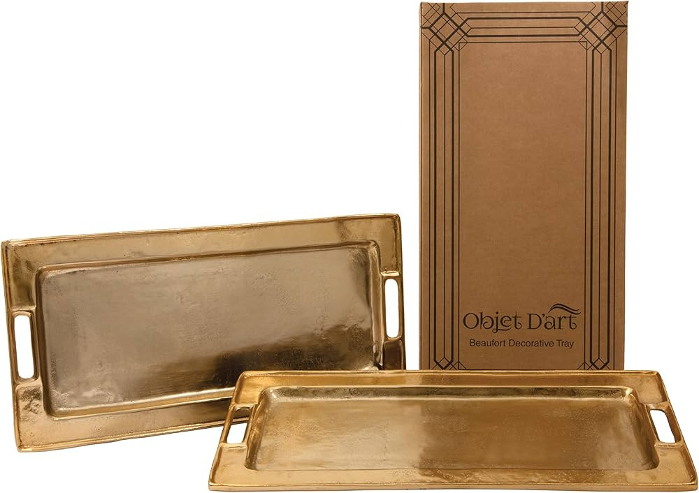 Decorative Gold Trays by Objet D’Art, Beaufort Rectangular Bar Tray for Living Room, Ottoman an... | Amazon (US)