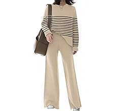 ETCYY NEW Womens Knitted Sweatsuit Sets 2 Piece Outfits with Sweater Tops and Wide Leg Pant | Amazon (US)