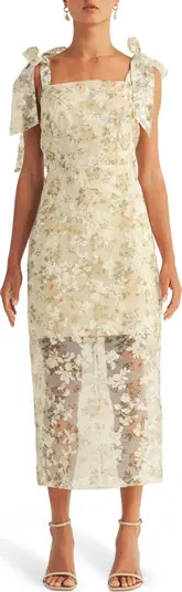 Arose Studio Carinne Floral Organza Midi Dress | Nordstrom | Nordstrom