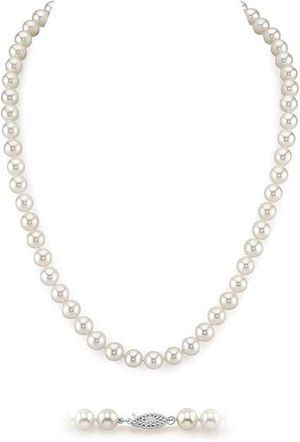 The Pearl Source Real Pearl Necklace for Women – Real White Freshwater Cultured Pearls – Hypo... | Amazon (US)