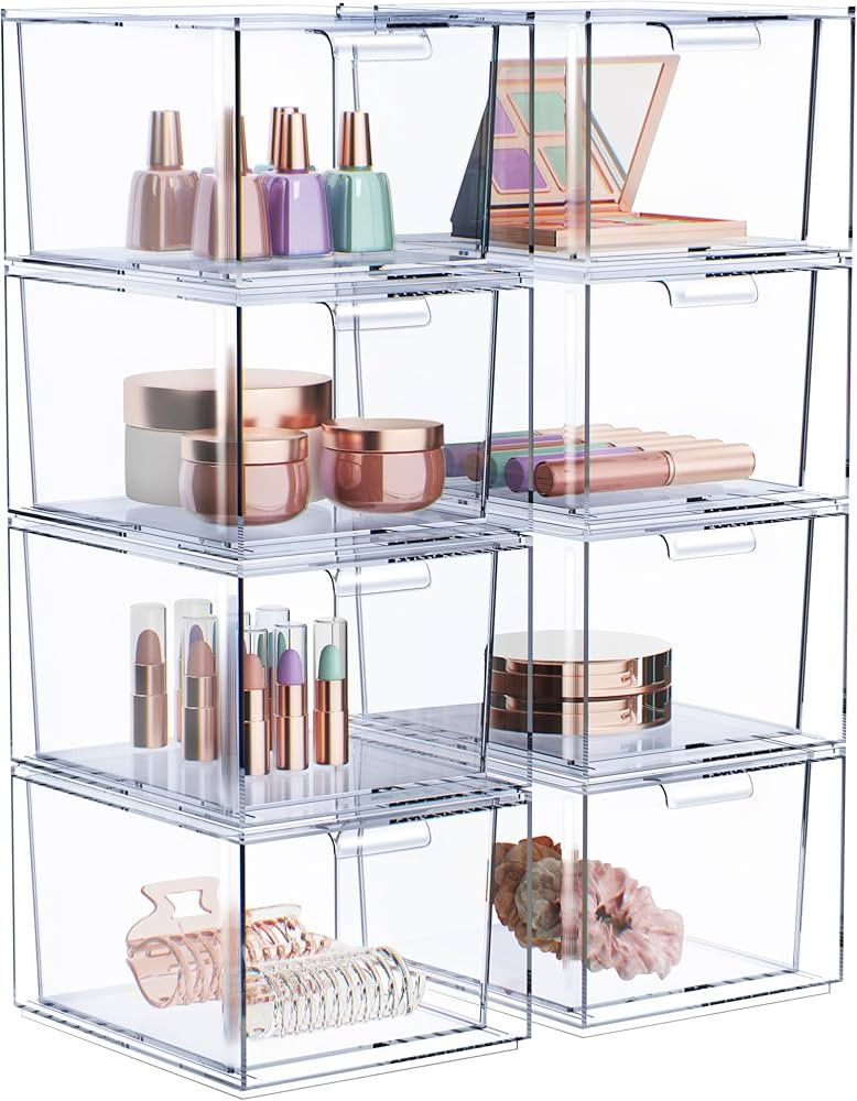 Sorbus 8 Pack Makeup Organizer - Clear Stackable Acrylic Drawer Organizer for Vanity, Bathroom, U... | Amazon (US)