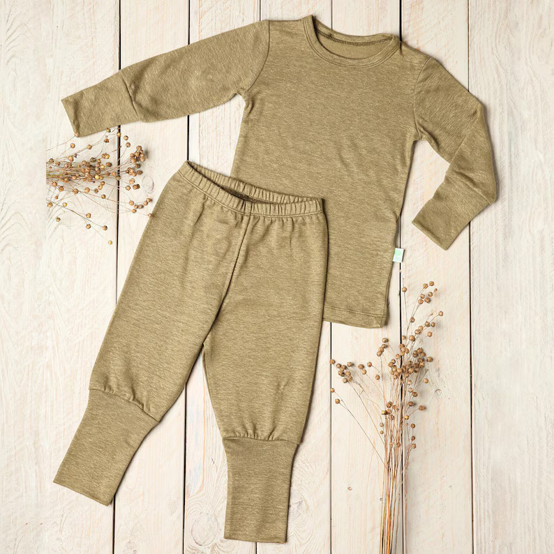 Natural and Soft 100% Linen Unisex Kids Pajama Two Piece Set Long Sleeve Shirt & Pants - Etsy | Etsy (US)