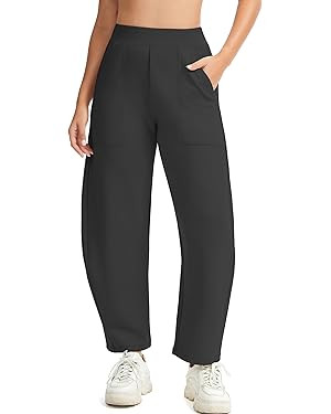 Womens Baggy Wide Leg Pants Barrel Leg Sweatpants Casual Elastic Waisted Stretch Travel Pants wit... | Amazon (US)
