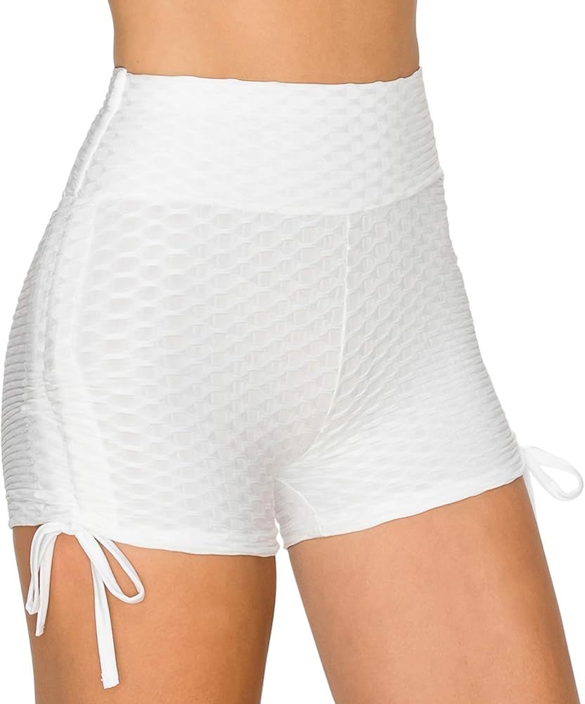 ALWAYS Women's Honeycomb Compression Shorts - High Waist Slimming Butt Lift Textured Workout Shor... | Amazon (US)