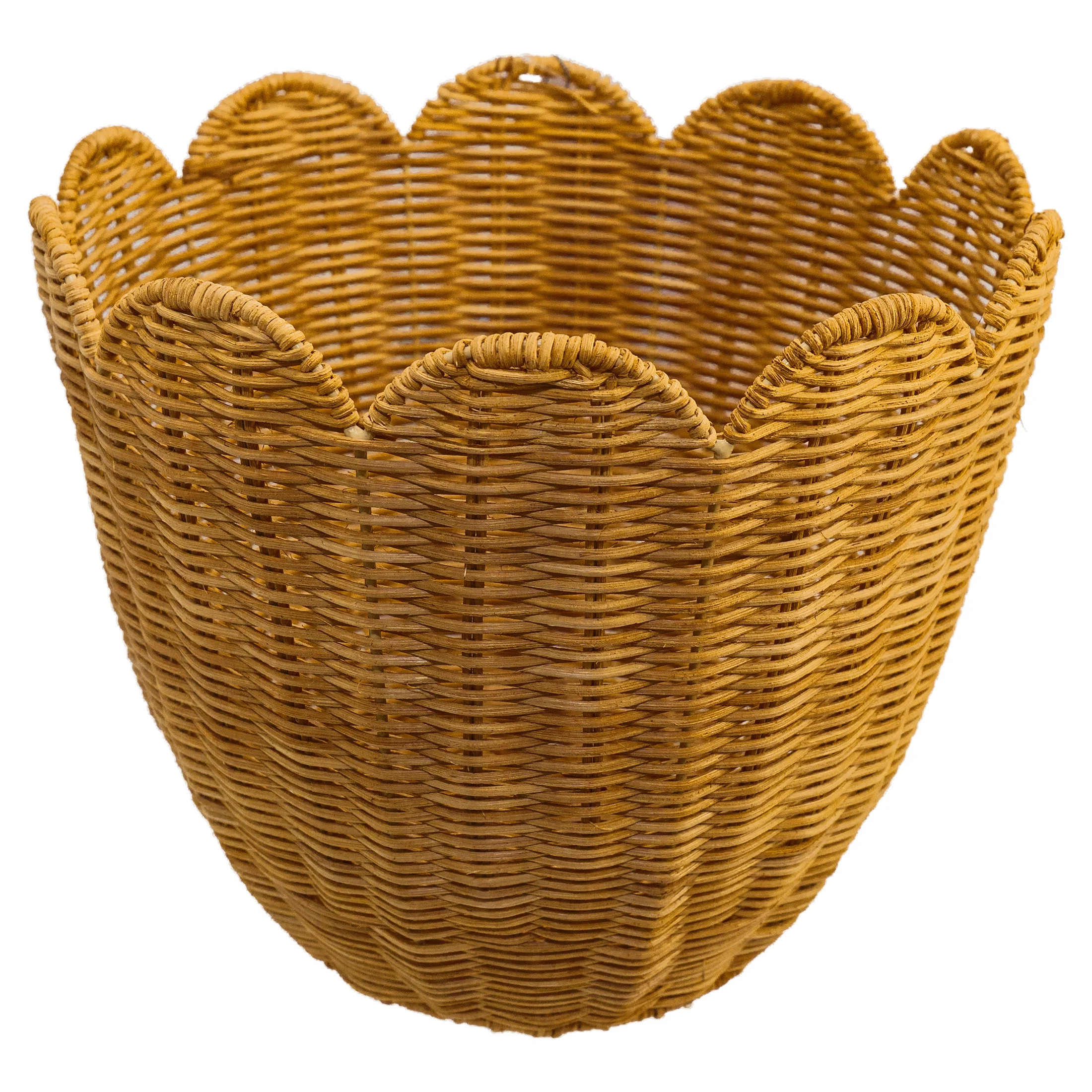 Scalloped Decorative Basket, Tan, 12" x 10", by My Texas House | Walmart (US)
