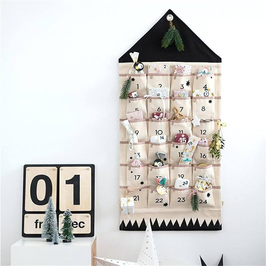 Christmas 24 Day Advent Calendar with Pockets Wall Hanging Bag for Holiday Decoration | Amazon (US)