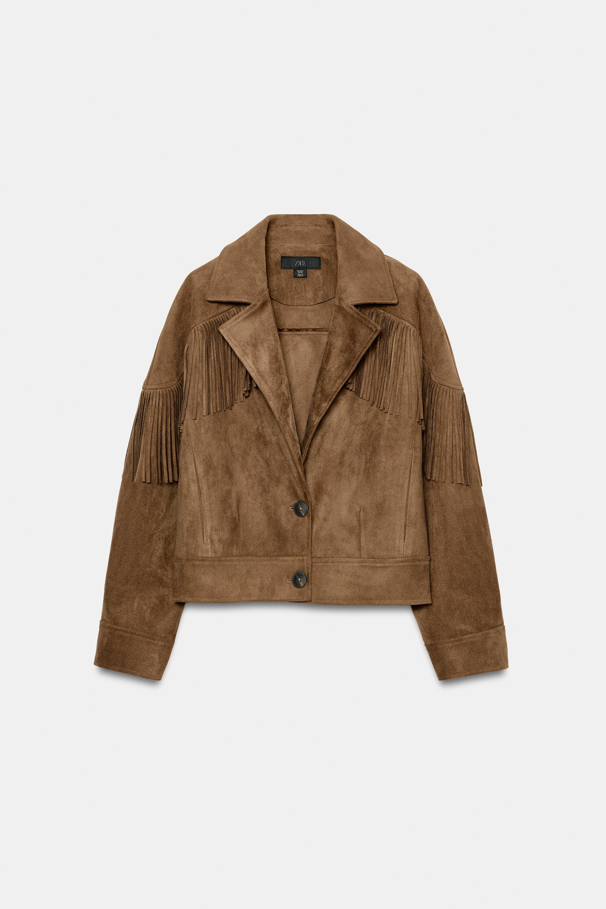 JACKA MED MOCKAEFFEKT OCH FRANSAR | Zara US