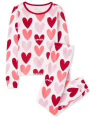 Girls Long Sleeve Valentine's Day Heart Print Snug Fit Cotton Pajamas | The Children's Place  - W... | The Children's Place