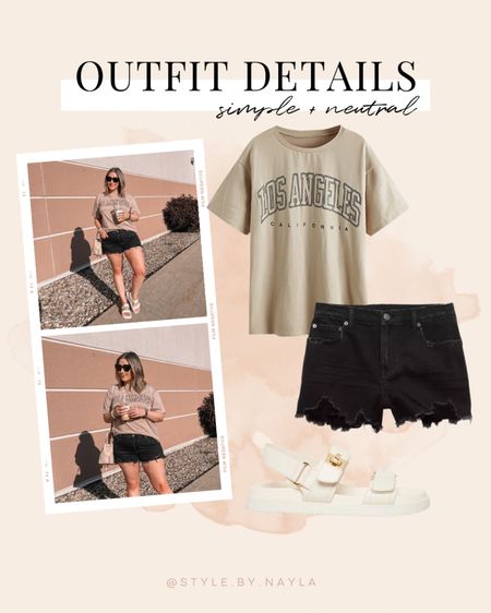 Neutral summer outfit - Amazon graphic tee (runs big, wearing S), the comfiest black denim shorts (on sale!! wearing L), Steve Madden chunky Velcro sandals (go up half a size)

Affordable fashion, summer ootd inspo


#LTKSeasonal #LTKstyletip #LTKshoecrush