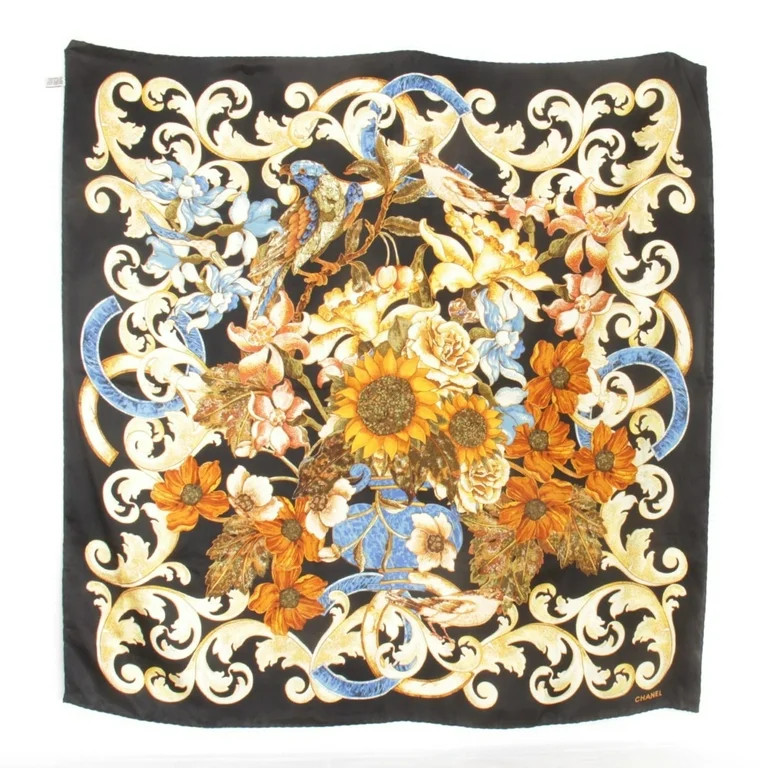 Pre-Owned CHANEL Scarf Silk Black Ladies (Good) | Walmart (US)