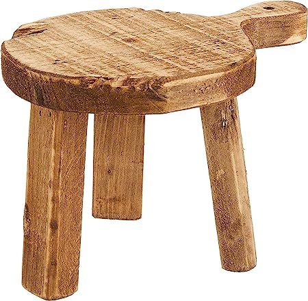 Creative Co-Op Round Wood Pedestal with Handle, Small, Brown | Amazon (US)