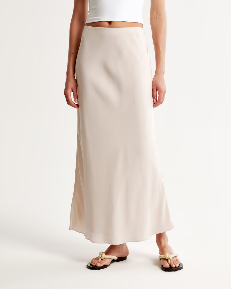 Faux Silk Column Maxi Skirt | Abercrombie & Fitch (US)