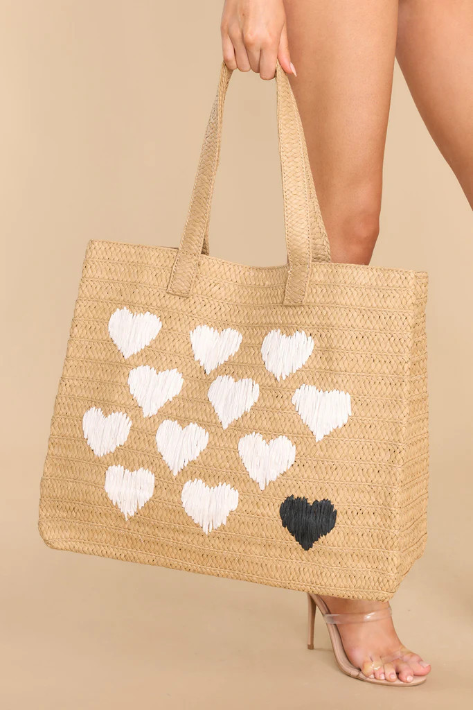 Heart Stop Natural Tote Bag | Red Dress 