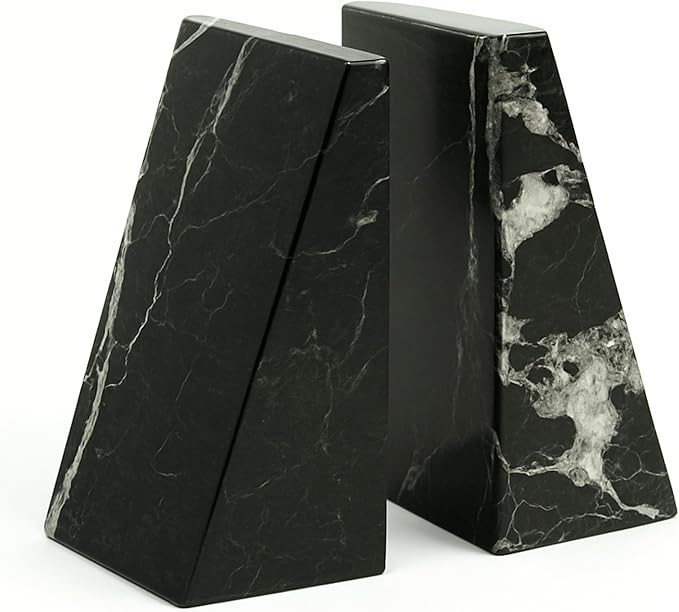 Bey-Berk Handcrafted Zebra Marble Bookends, Wedge Design, Set of Two, 6" Tall | Amazon (US)