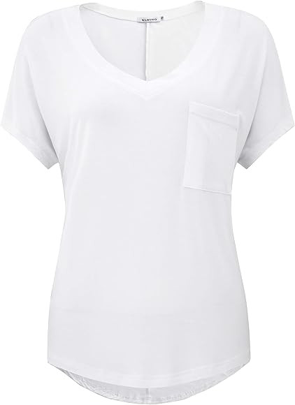 Casual V Neck Dolman Base Layer Shirt Loose Active Yoga Tops with Front Pockets for Women | Amazon (US)