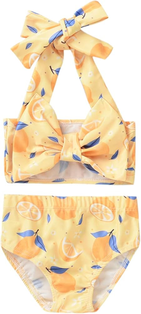 Aalizzwell Baby Girl Bathing Suit, Toddler Girls Two Piece Swimsuit Halter Top Bikini Bottoms Swimmi | Amazon (US)
