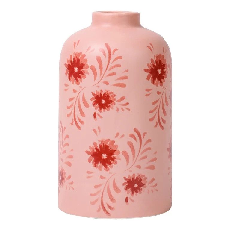 Mainstays By Becky G. & Alejandra Tall 7.6" Pink Flower Decorative Ceramic Vase | Walmart (US)