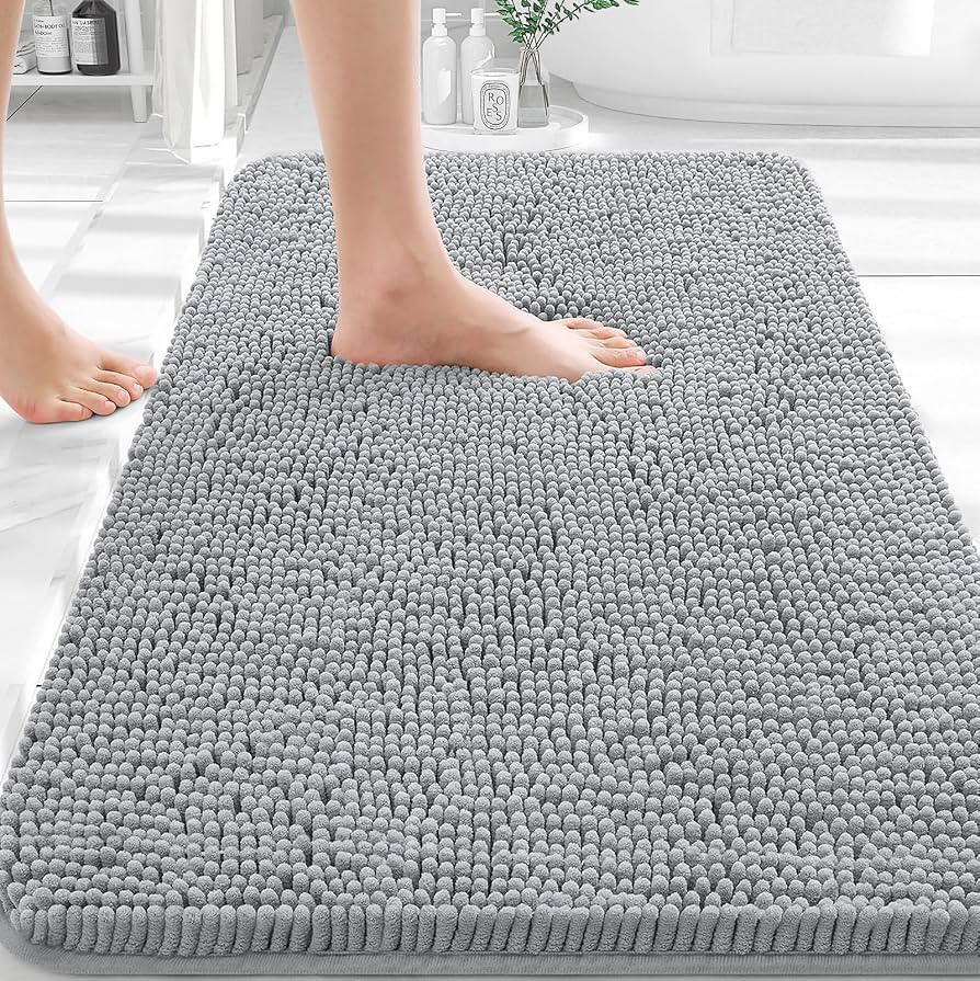 OLANLY Bathroom Rugs 30x20, Extra Soft Absorbent Chenille Bath Rugs, Rubber Backing Quick Dry, Ma... | Amazon (US)