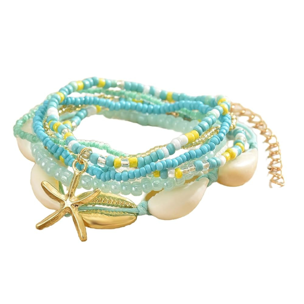 Summer Beach Ankle Bracelets for Women Boho Multilayer Shell Starfish Anklets Bracelets Surfer He... | Amazon (US)
