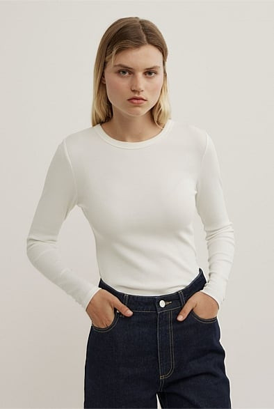 Crew Rib Long Sleeve Top | Witchery (AU)