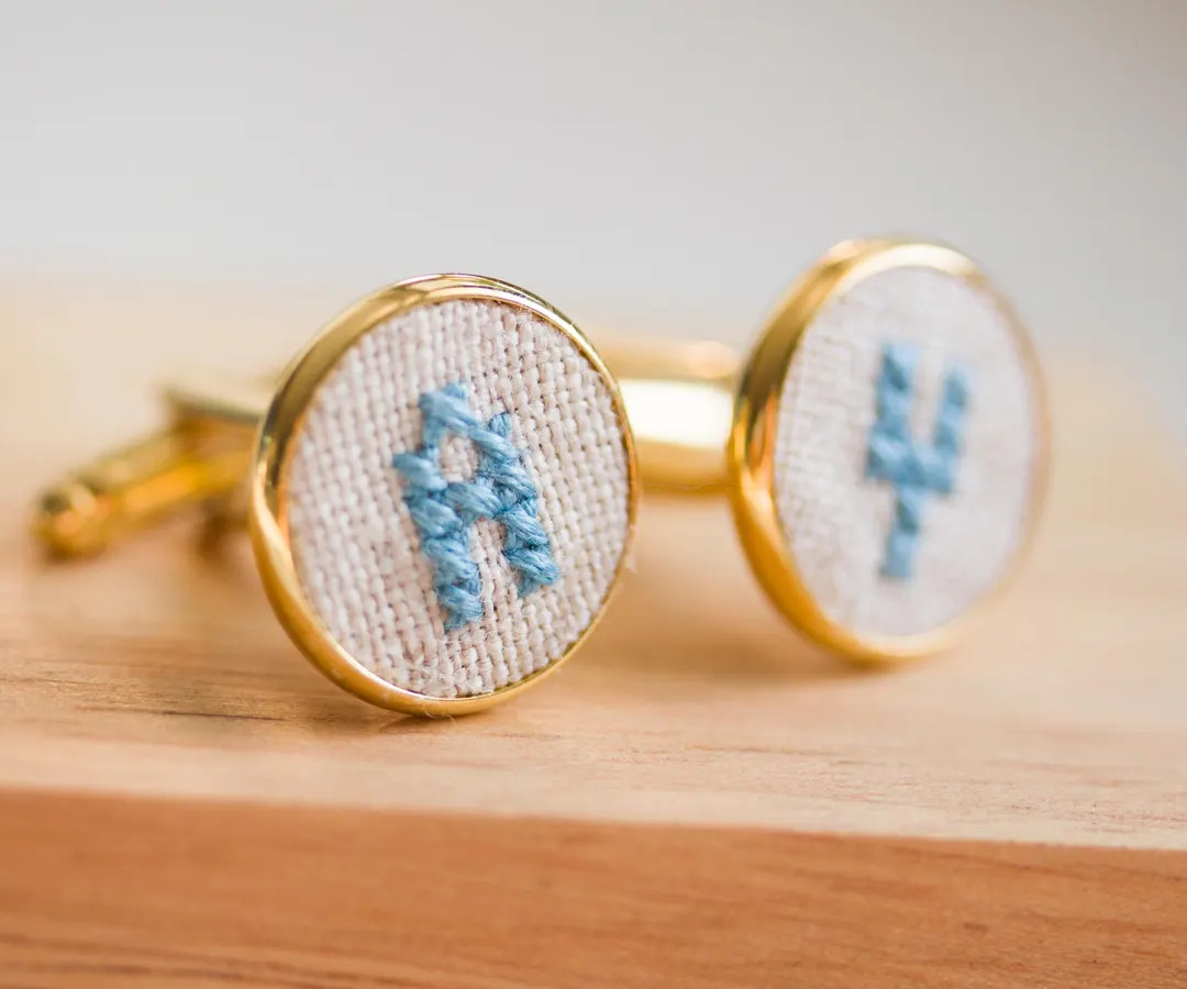 Personalized Cufflinks, Initials Cufflinks for Groomsmen, Custom Wedding Cuff Links - Golden Tone... | Etsy (US)