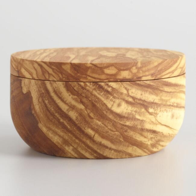 Olive Wood Salt Cellar with Swivel Lid | World Market