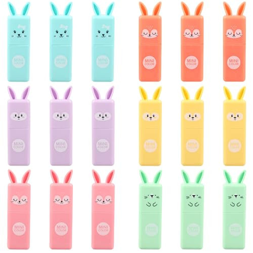 18 Pack Cute Rabbit Highlighter Pen, Aesthetic Markers Highlighters, Macaron Colors Chisel Tip, Kawaii Marker Pens for School Study Notes Office | Amazon (US)