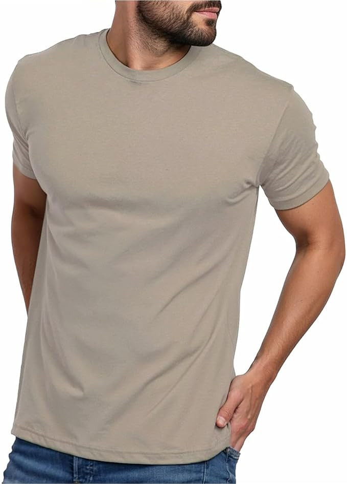 INTO THE AM Mens T Shirts Soft Cotton Blend Crew Neck Tee S - 4XL Athletic Fit Plain Casual T-Shi... | Amazon (US)