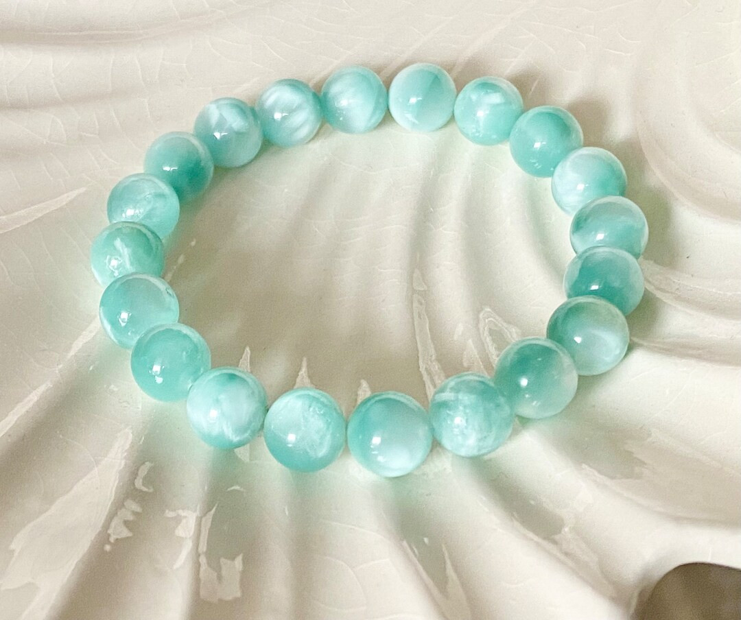 10mm AA Brazilian Green Moonstone Beaded Bracelet Green - Etsy | Etsy (US)