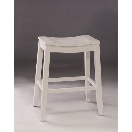 Hillsdale Furniture Fiddler Non-Swivel Backless Wood Bar Height Stool, White | Walmart (US)