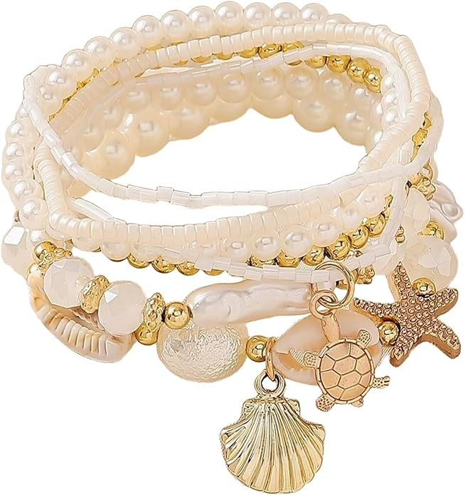 RITIM Seashell Bracelet for Women: Beach Bracelets with Starfish & Turtle Charm, Bohemian Shell J... | Amazon (US)