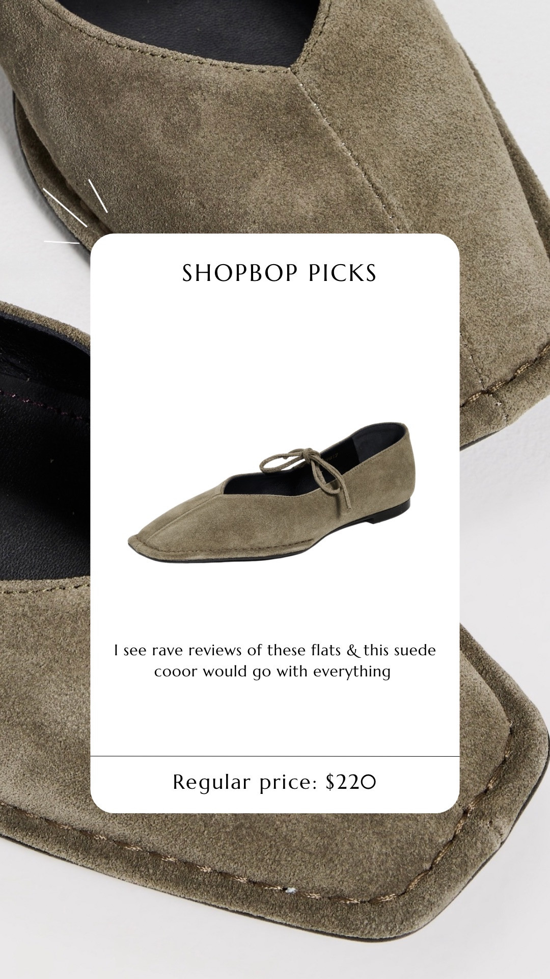 A great suede flat. aloha flat. suede flat.  On sale for around $100
@Shopbop 

#LTKSaleAlert