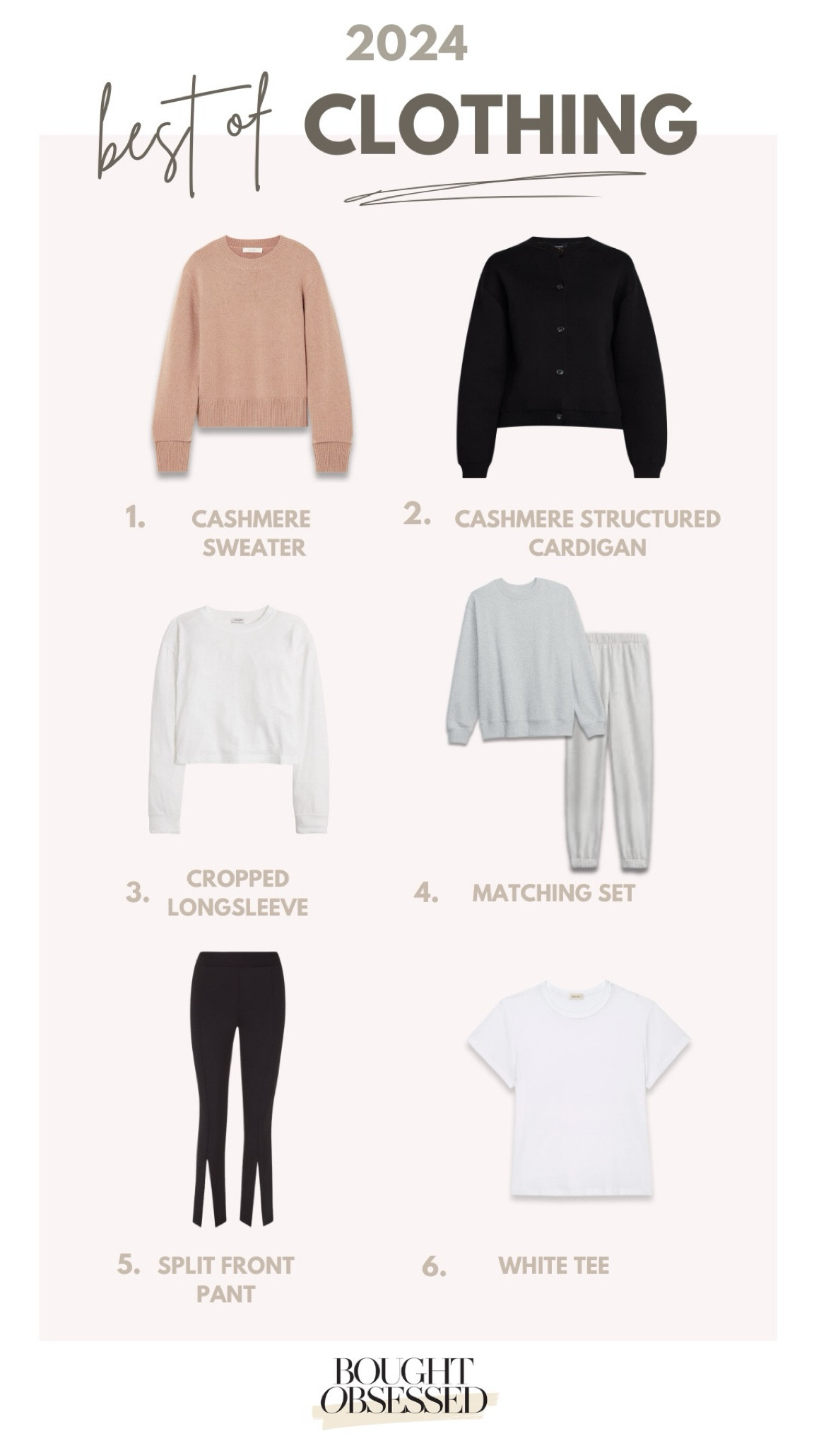 2024 clothing favorites!

•$99 cashmere
•Cashmere Cardigan that rivals the Jenni Kayne Cocoon 
• Gap sweat set
• under $15 cropped boxy long sleeve
• favorite white tee
• magic black flare pants 

#LTKFindsUnder100 #LTKStyleTip #LTKSeasonal