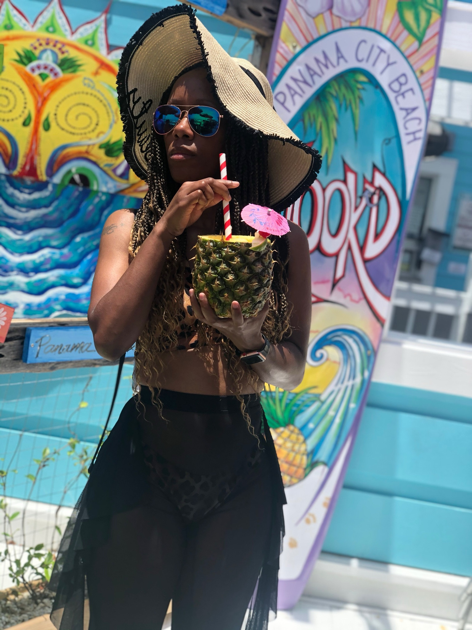 Spring break beach outfit idea. I’m wearing a leopard bikini with black cover up pants and a beach hat.


#LTKstyletip #LTKfindsunder100 #LTKSeasonal