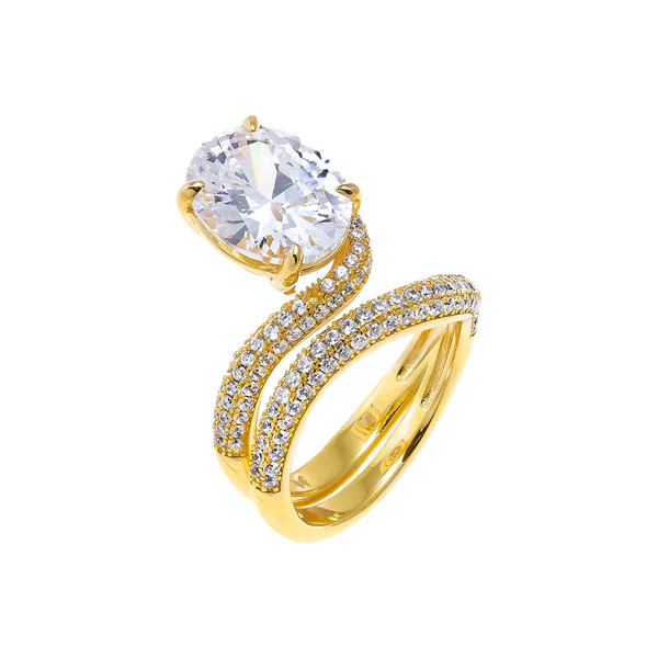 CZ Pave Looped Oval Stone Ring | Adina Eden