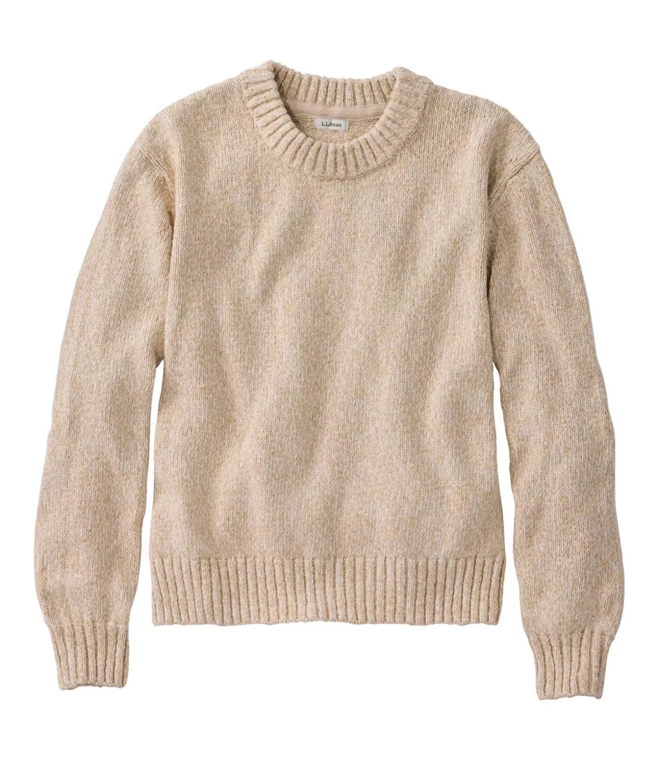 Women's Cotton Ragg Sweater, Relaxed Crewneck Khaki Marl Medium, Cotton/Wool/Cotton Yarns L. L.Bean | L.L. Bean
