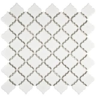 Merola Tile Hudson Tangier Glossy White 12 in. x 12 in. Porcelain Mosaic Tile (10.96 sq. ft. / Ca... | The Home Depot