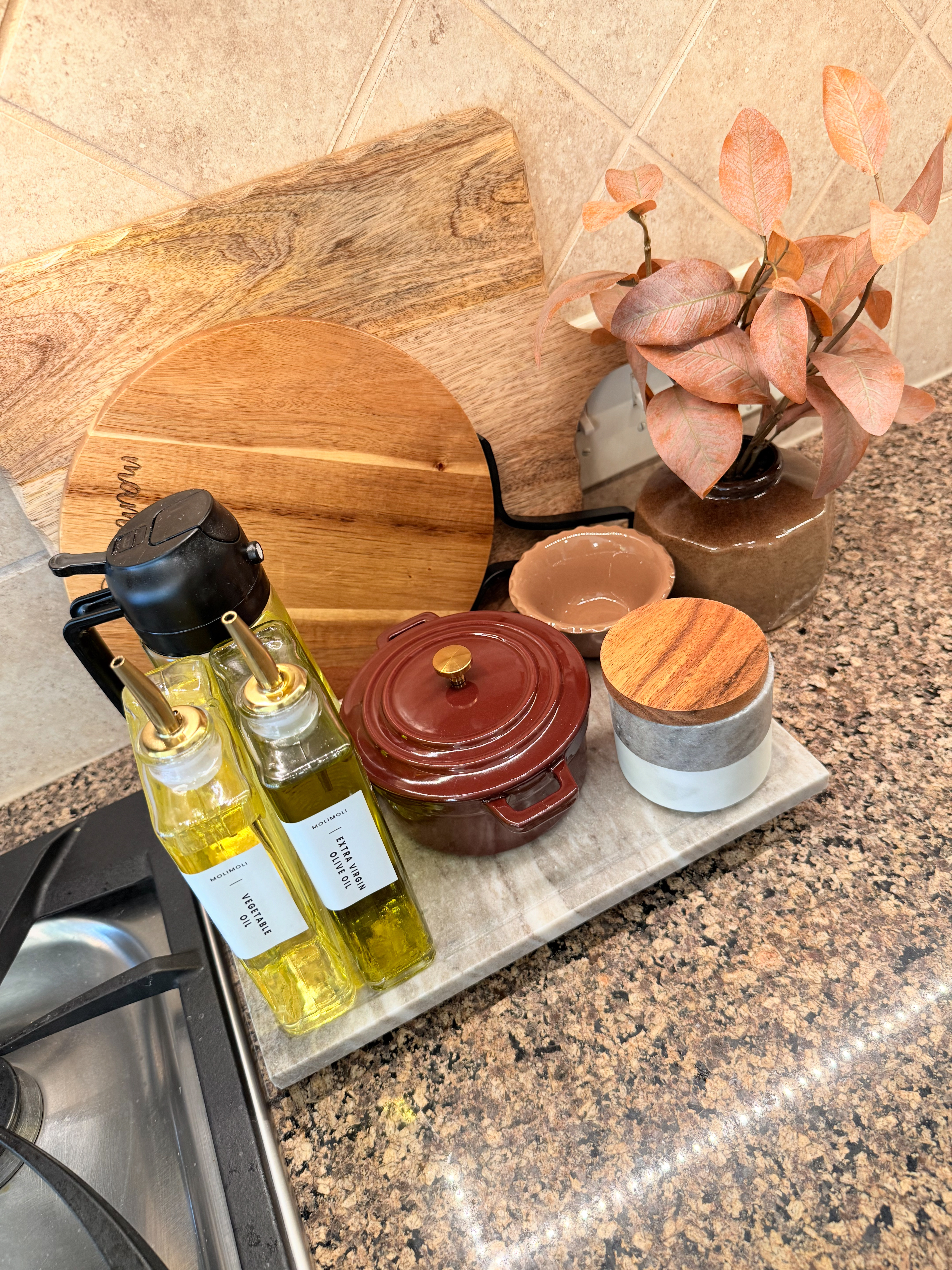 This is how I organize all of my cook essentials on the counter. Having them all together makes it easy to find and having them set on this tray makes it look super polished. 

 #LTKmomlife #LTKfoodie #LTKHome