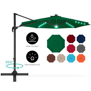 360-Degree LED Cantilever Offset Patio Umbrella w/ Tilt - 10ft | Best Choice Products 