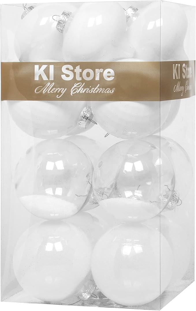 KI Store Large Christmas Balls White 4-Inch Shatterproof Christmas Tree Ball Ornaments Decoration... | Amazon (US)